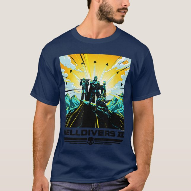 Camiseta Helldivers 2 Colorido Jogo de Vídeo Sony PlayStati (Frente)
