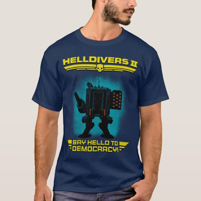 Camiseta Helldivers 2 Sony Playstation Video Game Say Hello (Frente)