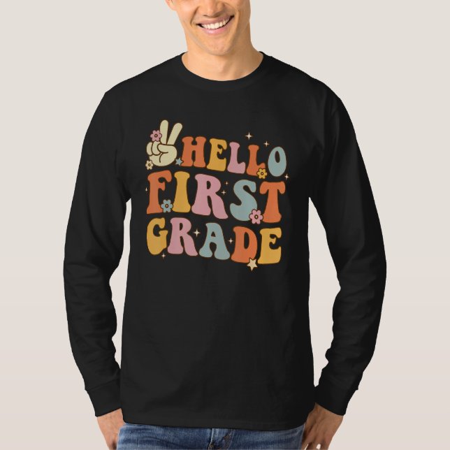 Camiseta Hello 1st First Grade First Day Back To School Gro (Frente)