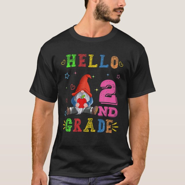 Camiseta Hello 2Nd Grade Gnome Back To School (Frente)