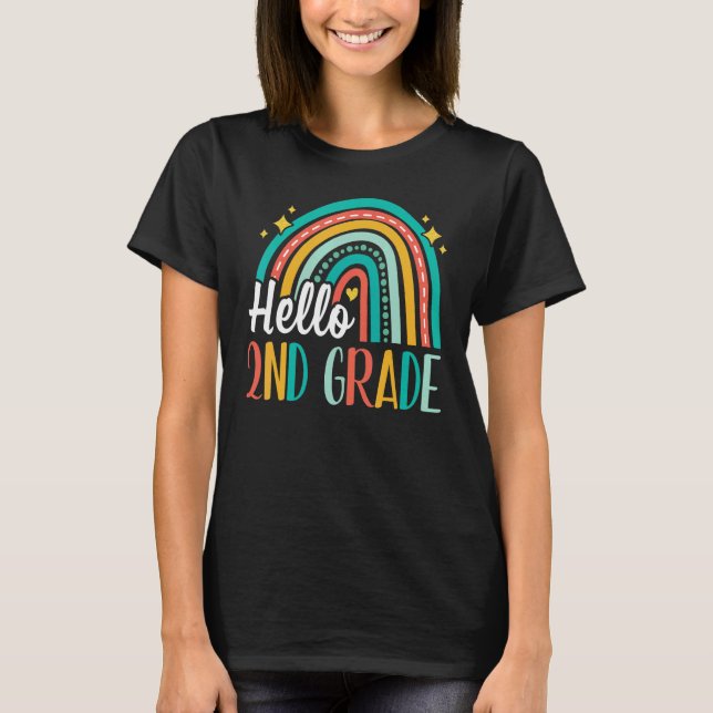 Camiseta Hello 2nd Grade Rainbow for Teachers Girls Kids Fi (Frente)