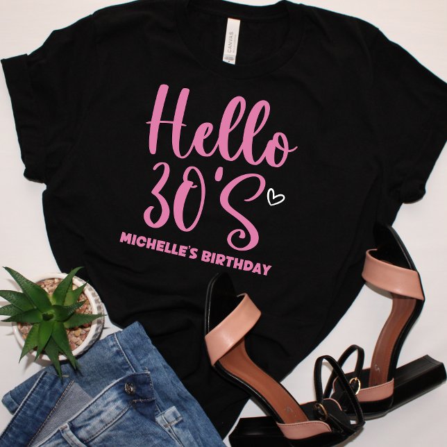 Camiseta Hello 30 years modern birthday  (Criador carregado)