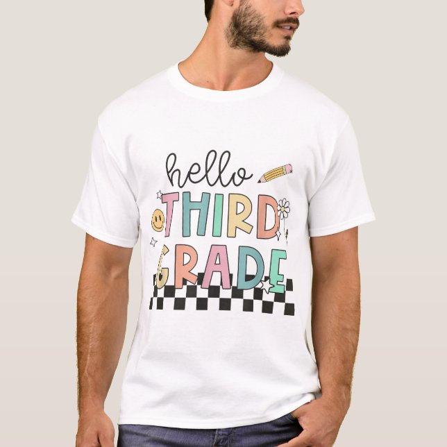 Camiseta Hello 3Rd Grade Back To School Pencil Teacher Kids (Frente)