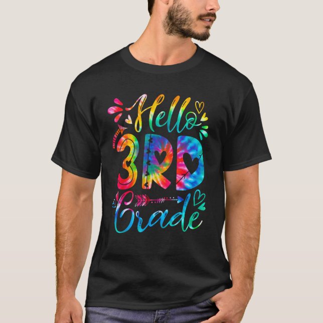Camiseta Hello 3rd Grade Teachers Students Tie Dye Back To  (Frente)