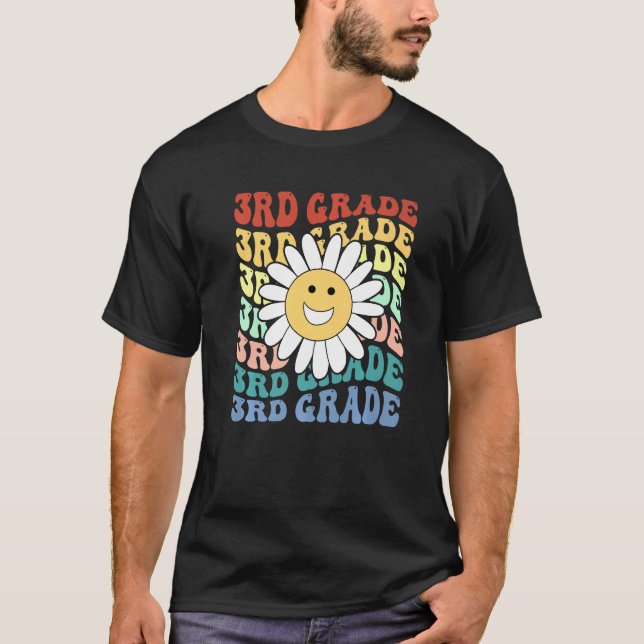 Camiseta Hello 3rd Third Grade Teacher Back To School Retro (Frente)