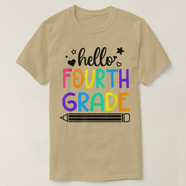 Camiseta Hello 4th Grade Back to School Outfits for Girls B (Frente do Design)