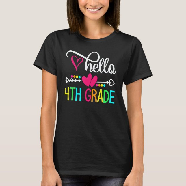 Camiseta Hello 4th Grade Back To School Teacher Student (Frente)