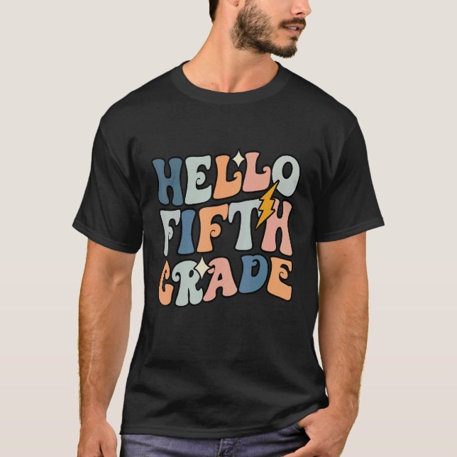 Camiseta Hello 5th Grade Happy First Day Back To School (Frente)