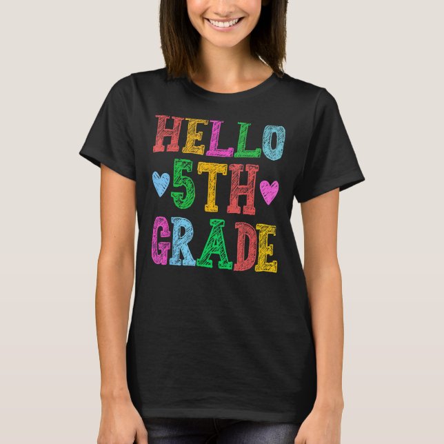 Camiseta Hello 5th Grade Leopard Squad Back To School Teach (Frente)