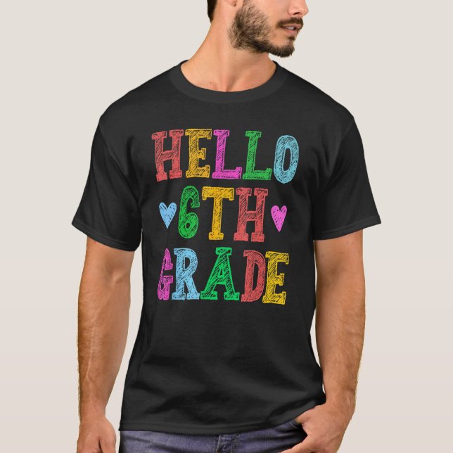 Camiseta Hello 6th Grade Leopard Squad Back To School Teach (Frente)