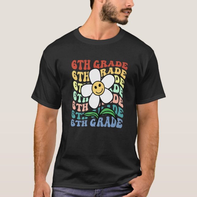 Camiseta Hello 6th Sixth Grade Teacher Back To School Retro (Frente)