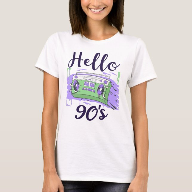 Camiseta Hello 90s radio cassette recorder (Frente)