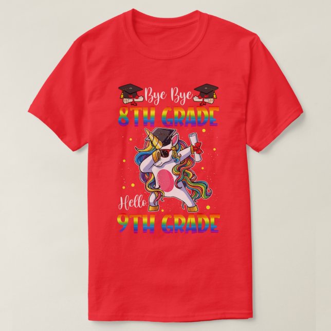 Camiseta Hello 9th Grade Unicorn Teacher Student Back To Sc (Frente do Design)
