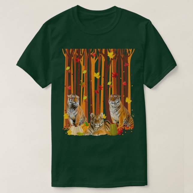 Camiseta Hello Autumn Tiger Maple Leaf Fall Pumpkin Mens Wo (Frente do Design)