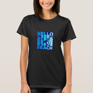 Camiseta Hello Beach Summer Vacage Cadeira de Praia Vintage