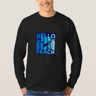 Camiseta Hello Beach Summer Vacage Cadeira de Praia Vintage