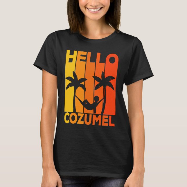 Camiseta Hello Cozumel Island Vacation Sunset (Frente)