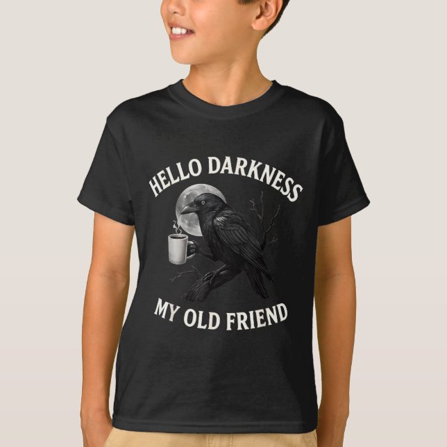 Camiseta Hello Darkness My Old Friend Crow Coffee Soky Hall (Frente)