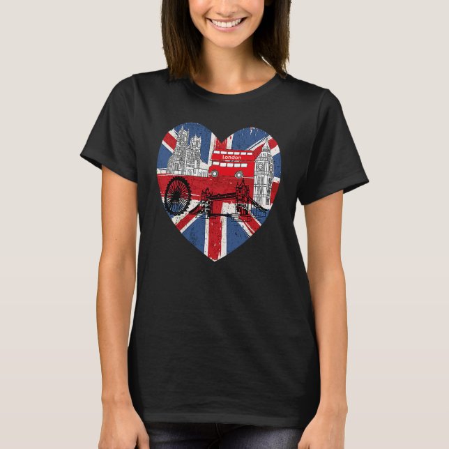 Camiseta Hello England I Love London English Flag Heart Eng (Frente)