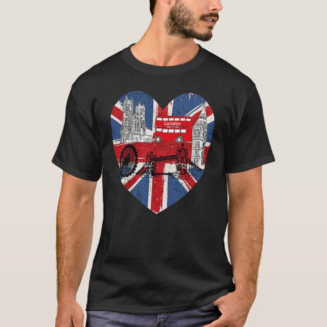Camiseta Hello England I Love London English Flag Heart Eng (Frente)