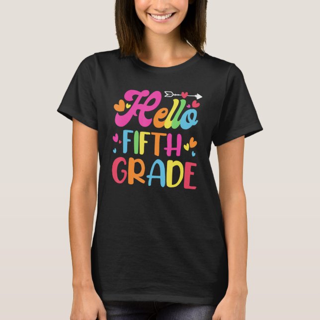Camiseta Hello Fifth 5th Grade Cute Back to School 5th Grad (Frente)