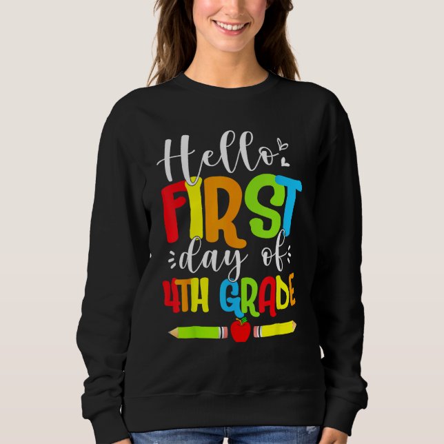 Camiseta Hello First Day Of 4th Grade Funny Back To School  (Frente)
