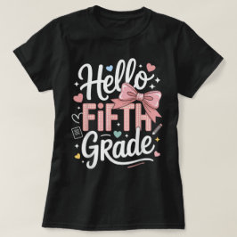 Camiseta Hello First Grade Teacher Coquette Pencil Bow