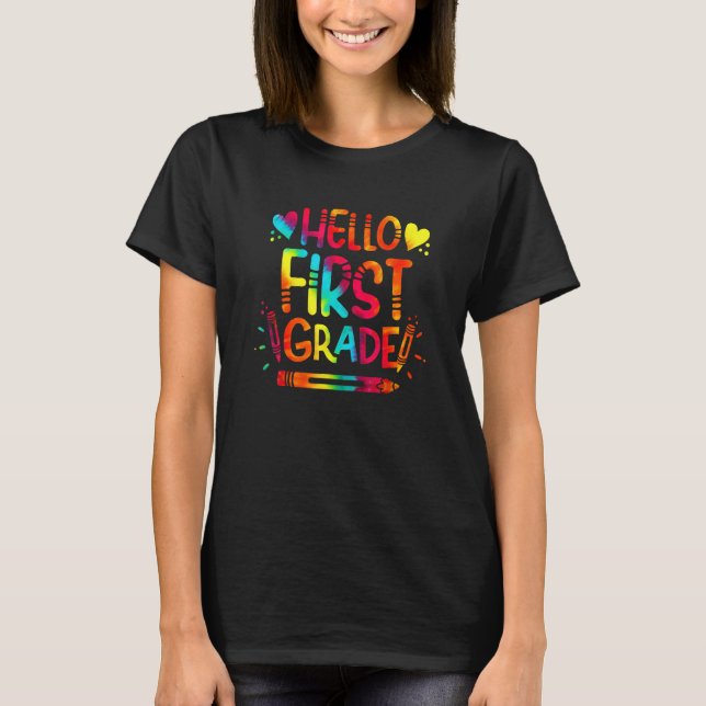 Camiseta Hello First Grade Team 1st Grade Back To School Te (Frente)