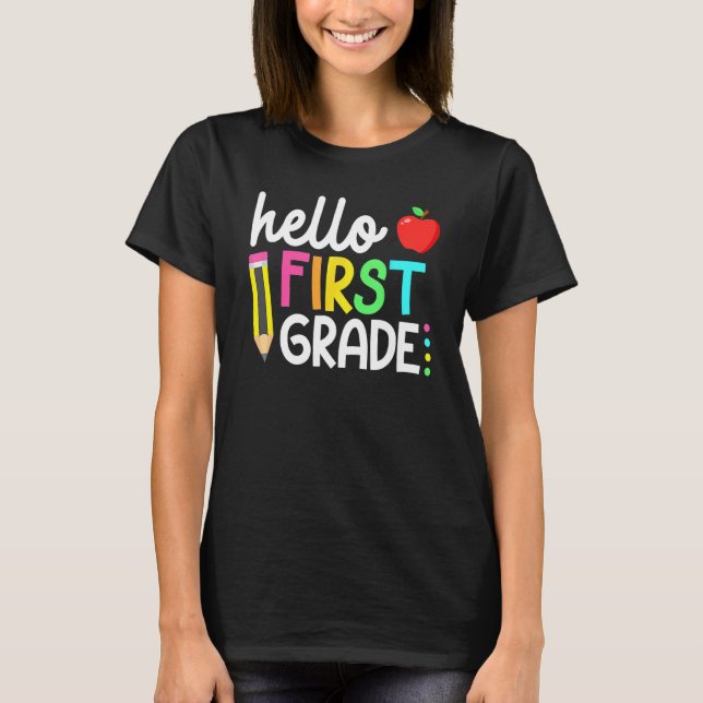 Camiseta Hello First Grade Team 1st Grade Back To School Te (Frente)