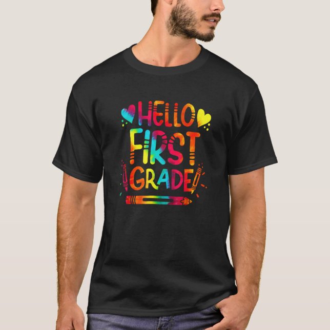 Camiseta Hello First Grade Team 1st Grade Back To School Te (Frente)