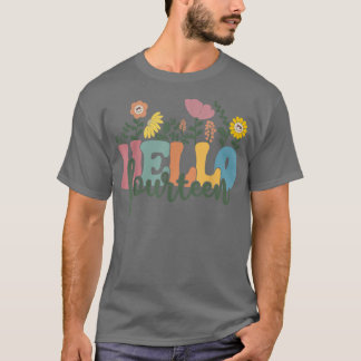 Camiseta Hello Fourteen Flower I Am 14 Year Old Happy Birth