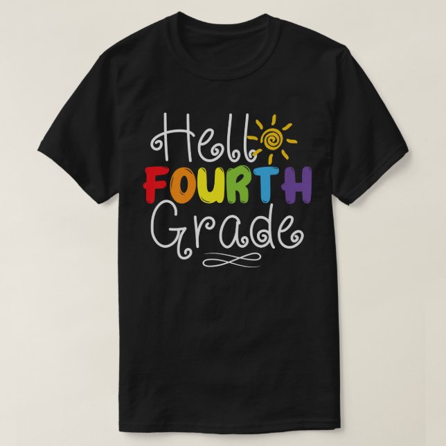 Camiseta Hello Fourth Grade Back To School 4th Teacher Stud (Frente do Design)