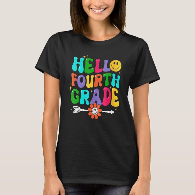 Camiseta Hello Fourth Grade Back To School First Day Of Sch (Frente)