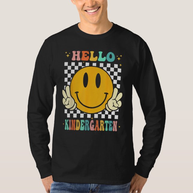 Camiseta Hello Kindergarten Goodbye Pre k Graduation Groovy (Frente)