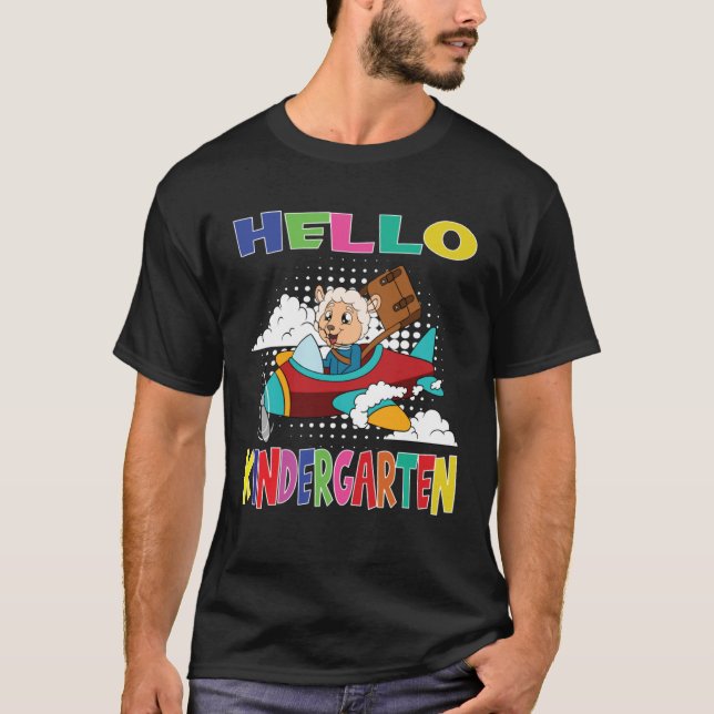 Camiseta Hello Kindergarten Sheep Flying Plane (Frente)