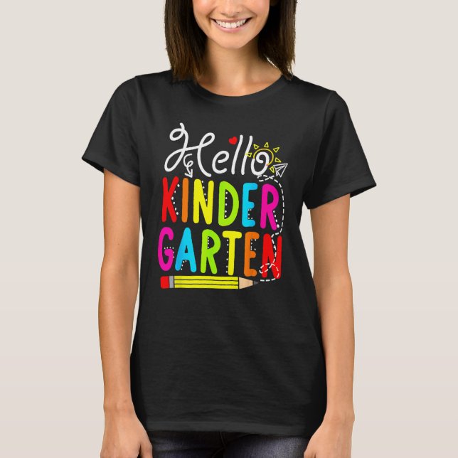 Camiseta Hello Kindergarten Teacher Student Back To School  (Frente)