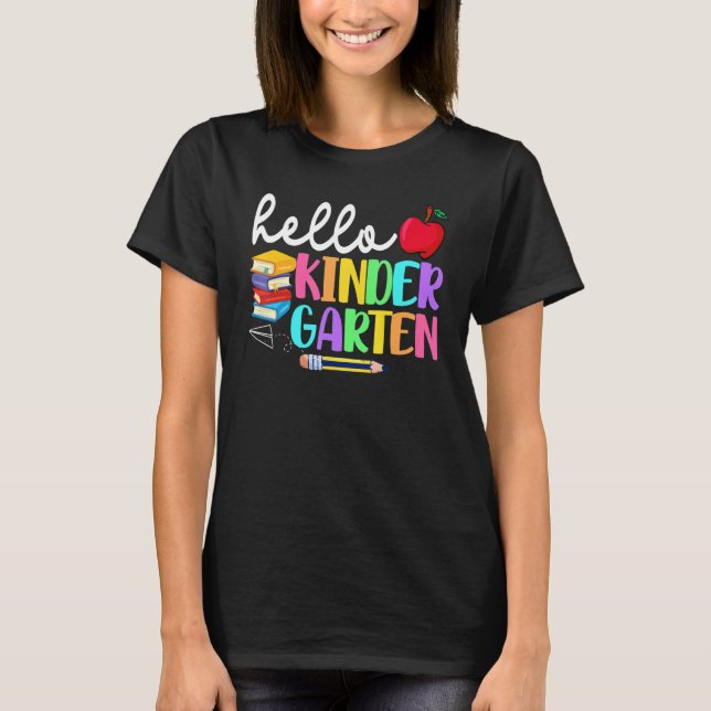 Camiseta Hello Kindergarten Team Kinder Back To School Teac (Frente)