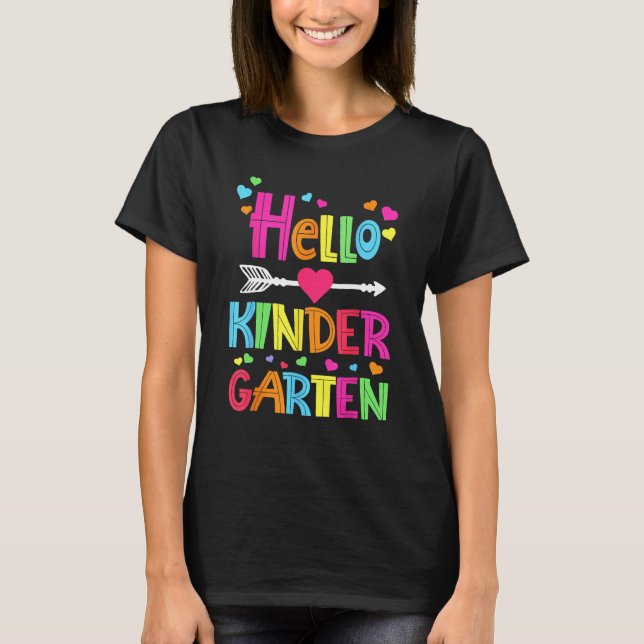 Camiseta Hello Kindergarten Team Squad Back To School Teach (Frente)