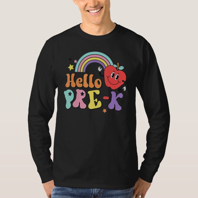 Camiseta Hello Pre K  Back To School First Day Of Pre K Tea (Frente)