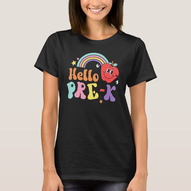 Camiseta Hello Pre K  Back To School First Day Of Pre K Tea (Frente)