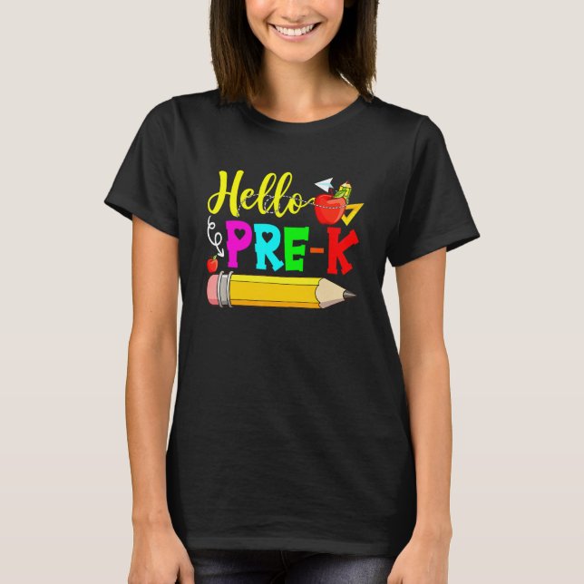 Camiseta Hello Pre K Back To School First Day Of School 1 (Frente)