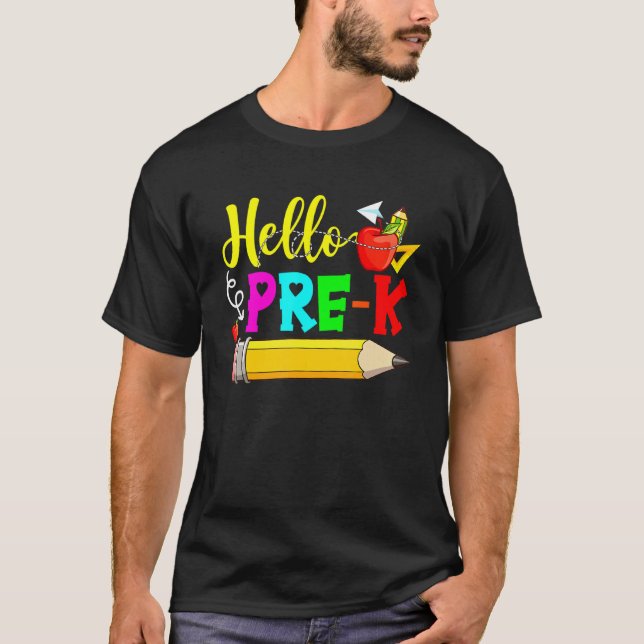 Camiseta Hello Pre K Back To School First Day Of School 1 (Frente)