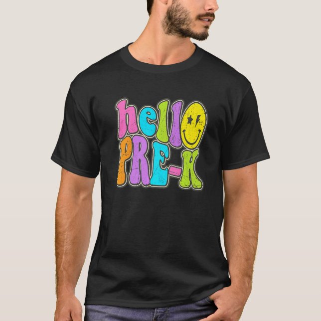 Camiseta Hello Pre K  Back To School Teacher Student Boy Gi (Frente)