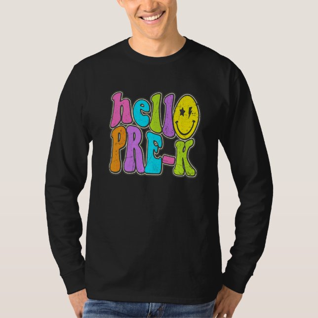 Camiseta Hello Pre K  Back To School Teacher Student Boy Gi (Frente)