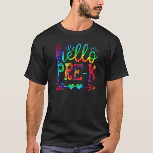Camiseta Hello Pre K Back To School Tie Dye Graphic (Frente)