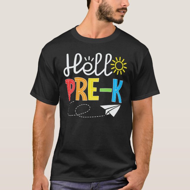Camiseta Hello Pre K Fun PreSchool Backto School   Student  (Frente)
