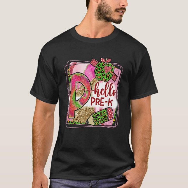Camiseta Hello Pre k Teacher Back to School  Girls Boys Kid (Frente)