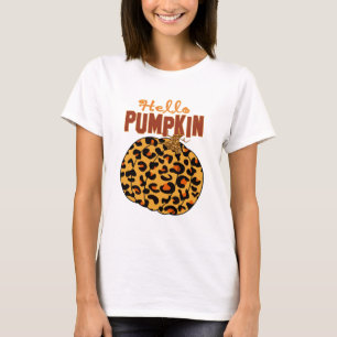 Camiseta Hello Pumpkin - Fall Leopard Print