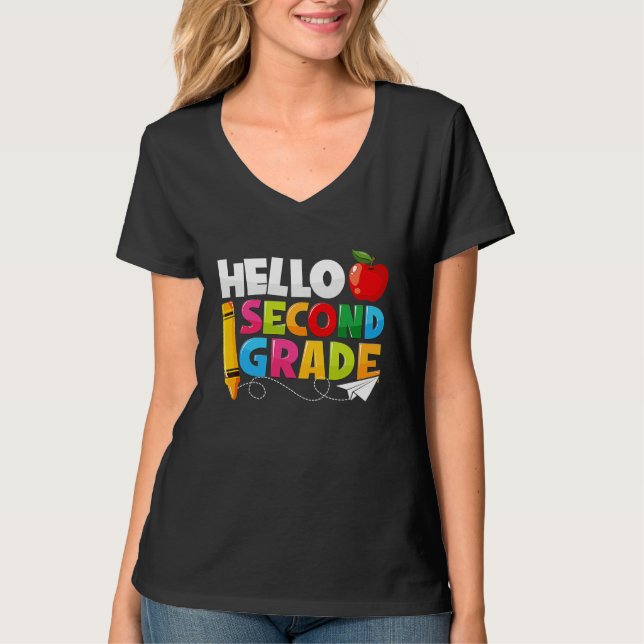 Camiseta Hello Second Grade  2nd Grade Back To School Kids (Frente)