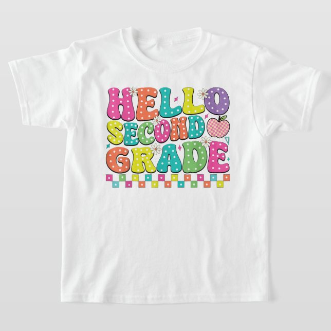 Camiseta Hello Second Grade Coquette Bow Teacher Girl (Postura )